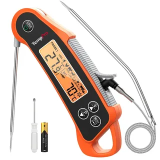 TempPro Fleischthermometer mit 2 Sonden Grillthermometer IP65 Wasserdicht