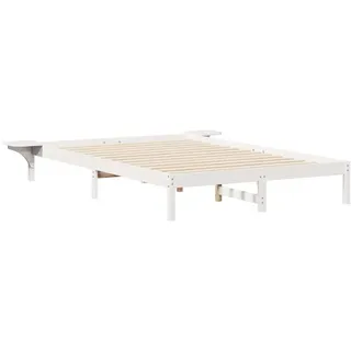 vidaXL Bettgestell mit Nachttischen Weiß 140 x 220 cm