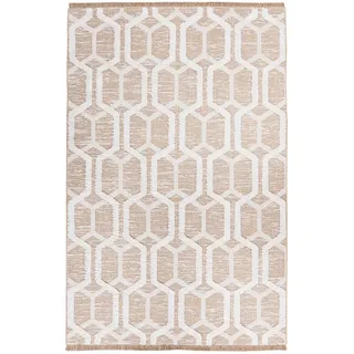 Obsession Flachwebeteppich , Weiß, Sandfarben, Beige , Textil , Graphik , rechteckig , 120x170 cm , Oeko-Tex® Standard 100 , für Fußbodenheizung geeignet, lichtunempfindlich, leicht zusammenrollbar, vegan , Teppiche und Böden, Teppiche, Webteppiche