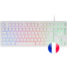 Mars Gaming MK023, Gaming Tastatur TKL, Hybrid H-Mech Technologie, FRGB Regenbogenbeleuchtung, Anti-Ghosting, Universelle Kompatibilität, Weiß, Französisch Sprache