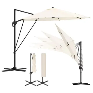 Garten-Sonnenschirm - Balkonschirm - 3 m - Kurbel - 360° Drehbar - 5 Neigungsstufen - UV-Schutz 50+ - Beige