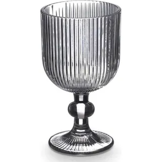 VIVALTO | Weinglas - Wasserglas - 370 ml - Geriffelt - grau - Großer Kelch - Transparent - Transparent, Grau