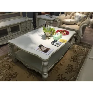 Couchtisch Tisch Beistelltisch Wohnzimmertisch Holz Tische Beistell Sofa Barock - Weiß