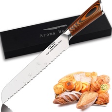 Aroma House Brotmesser 8 Zoll,Profi Brotschneidemesser,Gezackten Brotmesser, Brotsäge Küchenmesser,Brotmesser mit Wellenschliff für Küche & Restaurant