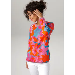 Aniston CASUAL Sweatshirt, mit großflächigem, farbenfrohen Blumendruck, rosa, pink, orange, türkis, wollweiß, bedruckt