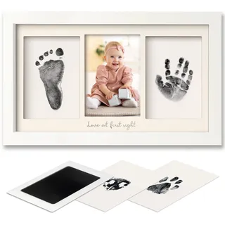 Tintenloses Baby Handabdruck und Fußabdruck set Junge, Mädchen, Neugeborenen-Andenken - No Mess Tintenauflage für Baby Abdruckset, Pfotendruck-Kit fur Dog, Personalisiertes Babygeschenke(Alpine White)