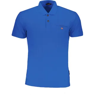 Herren Kurzarm-Poloshirt Blau - Regular Fit mit Druck & Stickerei - Blau