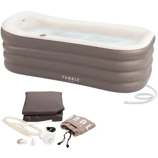 Tubble® Royale Badewanne Aufblasbar Ambiant Taupe 255 Liter - Faltbare Badewanne für Erwachsene bis 188 cm, Aufbau in 1min, Für Indoor und Outdoor, Home Spa & Eisbad