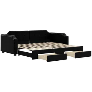 vidaXL Tagesbett Ausziehbar mit Schubladen Schwarz 100x200 cm Stoff - Schwarz