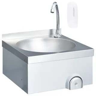 vidaXL Handwaschbecken mit Wasserhahn und Seifenspender Edelstahl - Silber