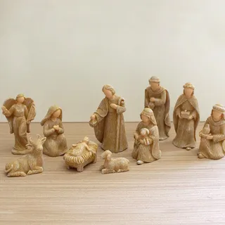 Duqulle Krippenfiguren-Set, 10 Krippenfiguren-Set, Krippe, Krippenstatue, Harz, Traditionelle Krippenstatue, Jesus-Geburtsornament, Feiertags-Krippen-Jesus-Statuetten Aus Harz, Dekoration