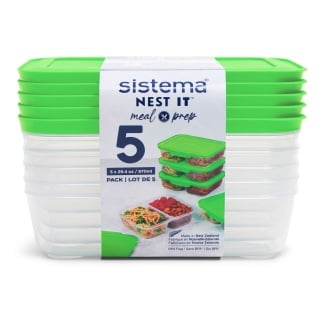 Sistema Lunchbox Meal Prep, 5-teilig, Praktische Frischhaltedose ermöglicht eine unkomplizierte Trennung von Speisen., 1 Set = 5 x 870 ml - Dosen, 2 Fächer