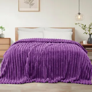 Exclusivo Mezcla Kuscheldecke Flauschig Fleecedecke Flanell Decke, Leichte und Warme Sofadecke Couchdecke für Ganzjahreszeit, 150 x 200 cm Lila