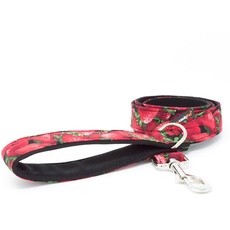 candyPet® Dog Leash - 120 cm cotton with Softshell Padded Handle - STRAWBERRY