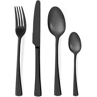 Bestdin Besteck Set 6 Personen, 24 teilig Edelstahl Besteckset Schwarz Matt, Essbesteck Set mit Messer Gabel Löffel, Hochwertiges Edelstahlbesteck, Spülmaschinenfest.