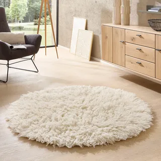 THEKO Alba Uni Wollteppich 250 x 250 cm Weiß