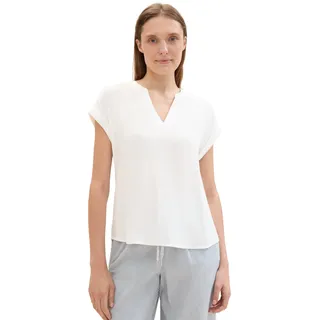 TOM TAILOR Damen Basic Sommer Blusen-Top, Whisper White, 36