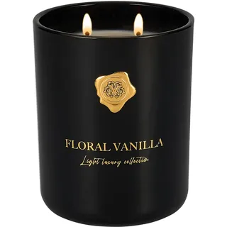 M&SENSE 470g Duftkerze Groß| Schwarz Blumige Vanille Duftkerzen im Glas|Natürliche Sojawachs Scented Candle|Entspannende Aromatherapie |Geschenk für Frauen & Männer,Muttertag| 90h Brenndauer & 2 Docht
