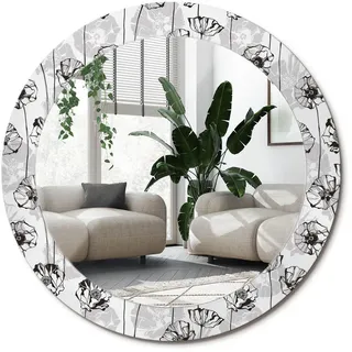 Wallfluent Spiegel Rund Ø 70 cm mit Aufdruck , Glas , 70x70x0.4 cm , Spiegel, Wandspiegel