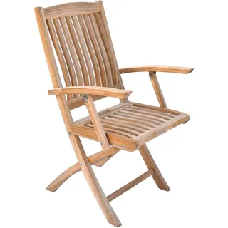 Teako Design Klappstuhl Ancona mit Armlehnen Hochlehner aus Teakholz – Faltbarer und Wetterfester Gartenstuhl für Outdoor (Schwarz) - Schwarz