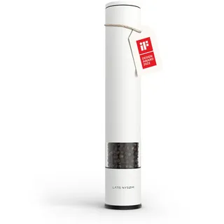 LARS NYSØM Pfeffermühle manuell groß (28,8cm) mit einstellbarem Keramikmahlwerk I Salzmühle Pfeffermühle Gewürzmühle (1 Stück) (Pure White)