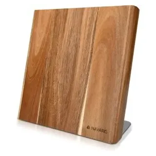 Navaris Messerhalter magnetisch aus Bambus 23x22,5x12cm - Magnet Messerblock Messerbrett Holz Magnethalter - Messer Halterung unbestückt braun