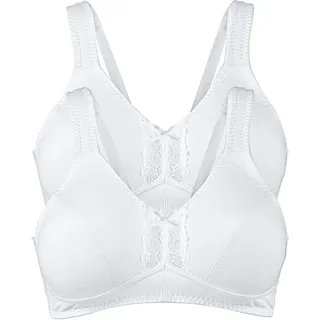 Büstenhebe BONPRIX "BH ohne Bügel mit Baumwolle (2er Pack)", Damen, Gr. 90, Cup D, weiß (2x weiß), Obermaterial: 95% Baumwolle, 5% Elasthan. Futter: 100% Baumwolle. Spitze: 88% Polyamid, 12% Elasthan, BHs Büstenhebe, im praktischen Zweierpack, mit Haken-Ösen-Verschluss