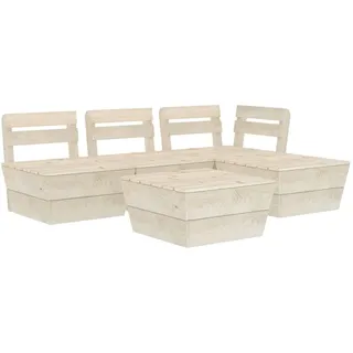 5-tlg. Garten-Paletten-Lounge-Set Imprägniertes Fichtenholz - Beige, Bunt