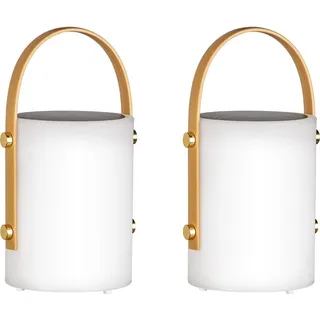 meineWunschleuchte 2er SET Outdoor Solar Tischlampen ohne Kabel mit Fernbedienung & RGB Farbwechsel