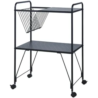 [en.casa] Servierwagen Austrheim 73x50x33cm Schwarz - Schwarz