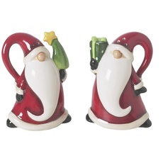 Excelsa Santa Claus salz und pfefferstreuer Set, Keramik, rot, 6x4.5x8 cm, 2