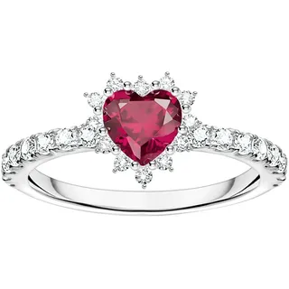 Thomas Sabo Fingerring »Romance Herz-Ring« mit Zirkonia (synth.), Rubin THOMAS SABO silberfarben-weiß-rot