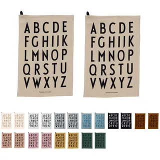 Design Letters Klassisches Geschirrtuch (Beige) - 100% Baumwolle, Oeko-Tex-Zertifiziert, weich, saugfähig und trocknet schnell, 2 STK, dekorativ mit ikonischem Alphabetdruck, L: 60 x B: 40cm