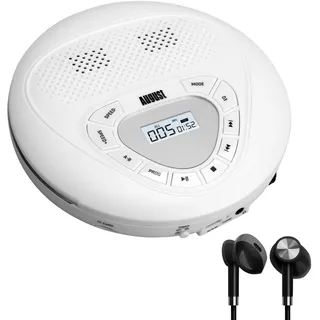 August SE10 Wiederaufladbarer tragbarer CD Player mit Kopfhörer - Discman USB-C mit Lautsprecher Überspring (Anti-Skip) Schutz MP3 CD Player mit Wiederholung/EQ/PROG/Micro SD/EQ für Erwachsene Kinder