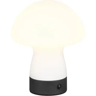 REALITY LEUCHTEN LED Tischleuchte "DOOLEY, Akku LED Tischlampe aus Glas, Höhe 18 cm Ø 14cm, IP20 1,5W LED", weiß matt, 1, Ø 14cm H: 18cm, 1 Stk., Leuchten, 140 Lumen 3000K warmweiß, Touchdimmer, USB-Ladeanschluss, LED Tischleuchte