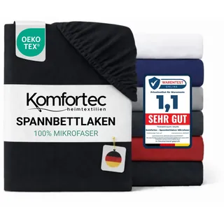 Komfortec Spannbettlaken Mikrofaser 180 x 200 cm schwarz