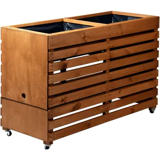 dobar großes Hochbeet auf Rollen aus Holz, XL Frühbeet Bausatz für Gemüse Kräuter, 100 x 50 x 71 cm, braun
