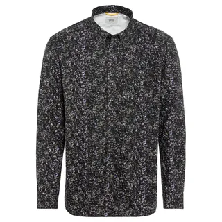 camel active Herren Langarm Hemd mit Allover-Print Dunkelgrün, Menswear-L