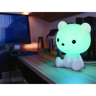 Ausgefallene USB Tischlampe, Teddy mit Farbwechsel für Kinderzimmer Blau H: 25cm