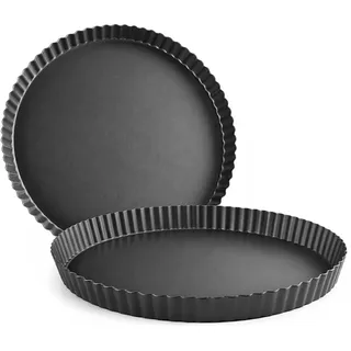 MGE - Tarteform mit Hebeboden - Quicheform - Tortenbodenform - Gekräuselte Backform für Kuchen - Karbonstahl - Antihaftbeschichtung - Ø 26 cm