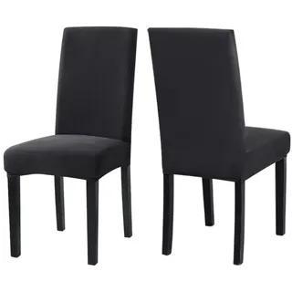 Stuhlhussen 2er Set Anthrazit Grau Stretch Elasthan Waschbar für Esszimmerstühle - Grau