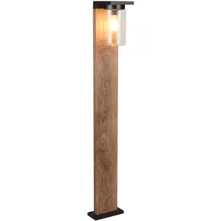 Trio Leuchten Außen Wegeleuchte Ardila 411660135, Aluminium Druckguss Holznachbildung, Glas klar, exkl. 1x E27, Dämmerungssensor