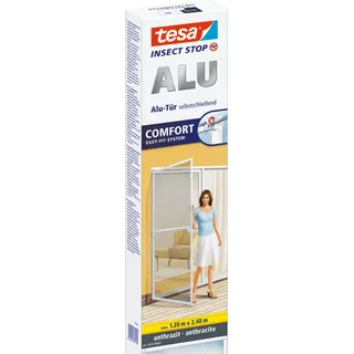 TESA Insect Stop Fliegengitter ALU Comfort TÜREN, 1200 mm, 2400 mm, Anthrazit - Grau