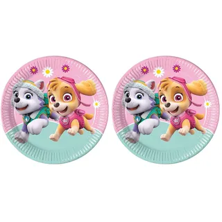 Procos 93442 - Party-Teller Paw Patrol Skye und Everst, Größe 23 cm, 8 Stück, Einwegteller aus Papier, Kindergeburtstag, Party-Geschirr, FSC® Mix (Packung mit 2)