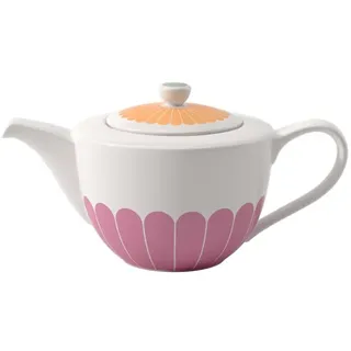 Villeroy & Boch Teekanne, – Gelb, Rosa, Weiß × Keramik × 15.5x14.0x27.5 cm, , Geschirr, Kannen & Karaffen, Teekannen