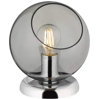 Reality Leuchten Tischleuchte Clooney R50071054, Metall Chrom, Glas rauchfarbig, exkl. 4x E27