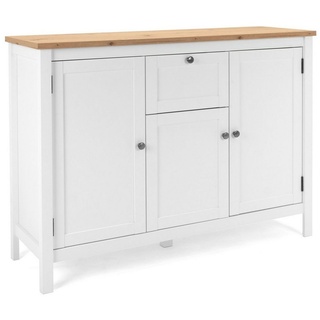 Homestyle4u Kommode Sideboard, Schrank mit 4 Schubladen, Weiß Holz