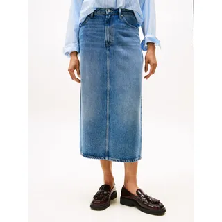 Jeansrock TOMMY HILFIGER "DNM LANA MIDI HW SKIRT", Damen, Gr. 34, lana, Denim/Jeans, Obermaterial: 100% Lyocell, unifarben, normal wadenlang, Röcke Jeansrock