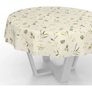 ANRO Wachstuchtischdecke Rund 120 cm Beige