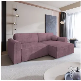 masseno Ecksofa FIANO P mit Schlaffunktion L-Form, Sofa mit Bettkasten, Wohnzimmersofa, Couch, Soffa, Bettsofa, Couchgarnitur- Lila, POSO 130 - Lila